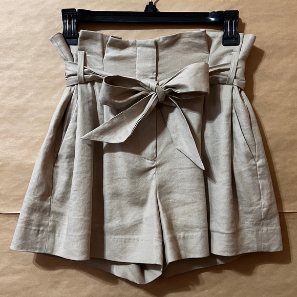 Aritzia | Babaton Asher Paperbag Shorts Linen Blend High Rise Tie Waist Size 0 - Picture 1 of 9